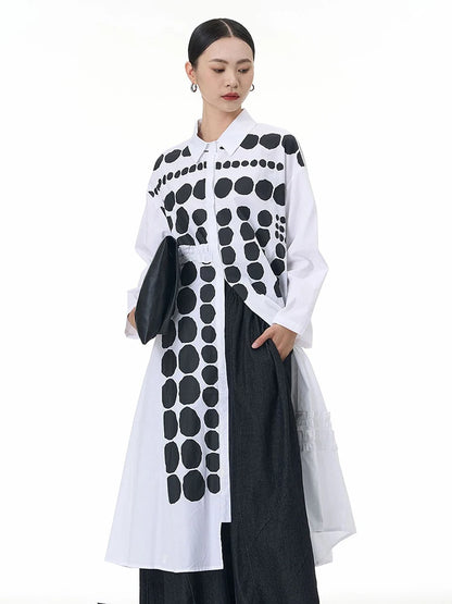 🍒Kolletjiehemp swart en wit elegante plusgrootte midi-rok lente herfs mode langmou mode slim gemaklike drag vir vroue Spot On Shirt