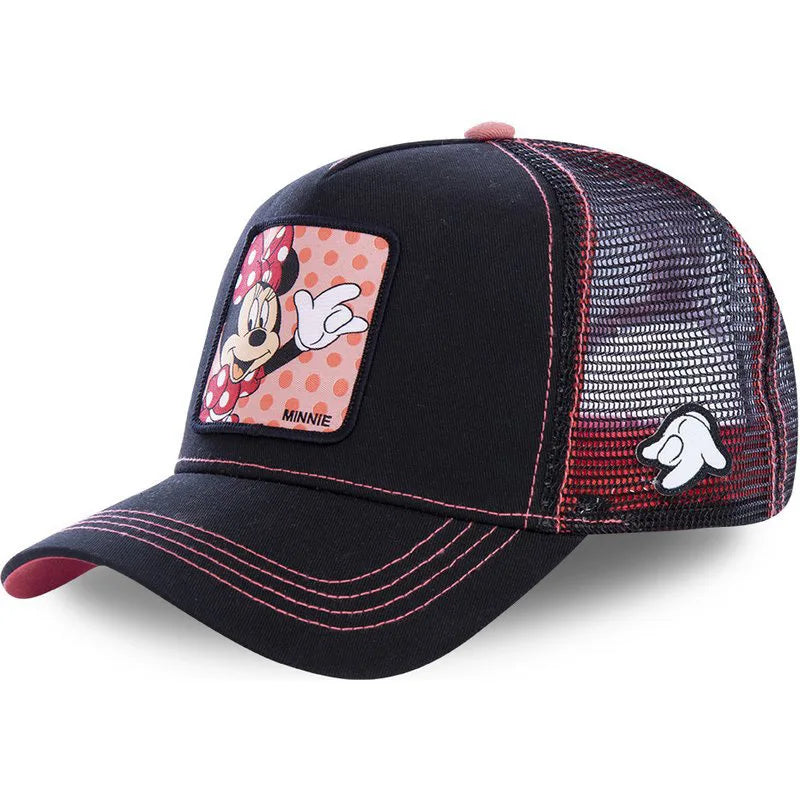 🍒Tekenprent bofbalpet hoë kwaliteit unisex geborduurde pleister bofbalpet unisex vragmotorpet net hoede vir vroue sonhoed