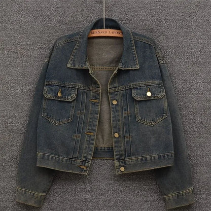 🍒Blue denim jackets women fall classic styles short coat chic outerwear female Mujer Loose smart casual clothes