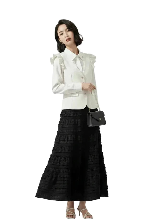 🍒Waist coat vest women black white female spring summer fashion female sleeveless jacket casual outerwear button down top You Will Be frilled With This