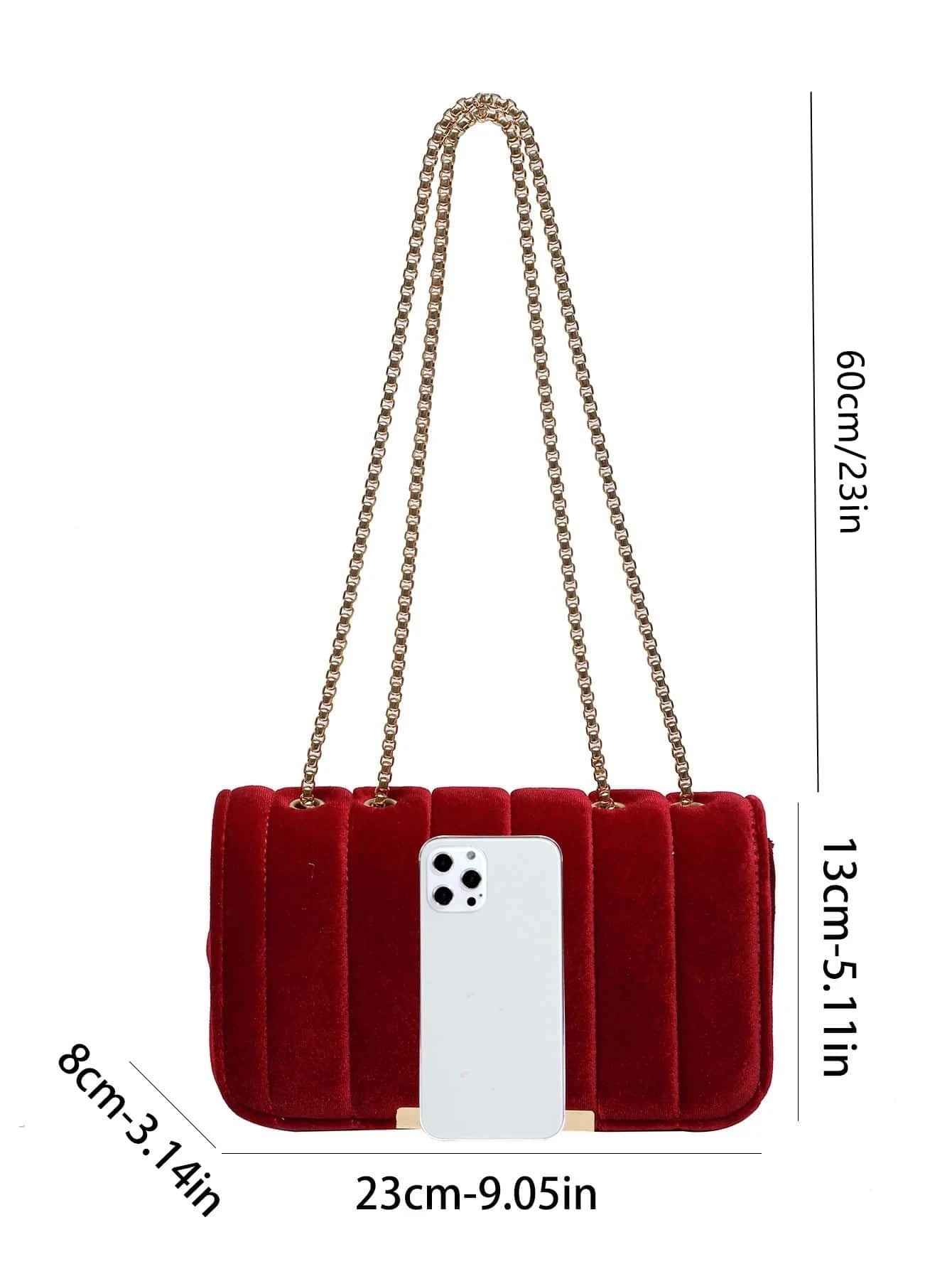 🍒Fluweel vierkantige sak rooi skouer crossbody-sak mode-afspraakgeskenk Sak met kettingband vir vroue aandkoppelaar vir geleenthede ROOI- rig jou MODE