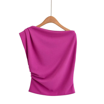 🍒Women's tops t-shirt for summer chic ruched fashion wear holiday wear smart casual sleeveless vest