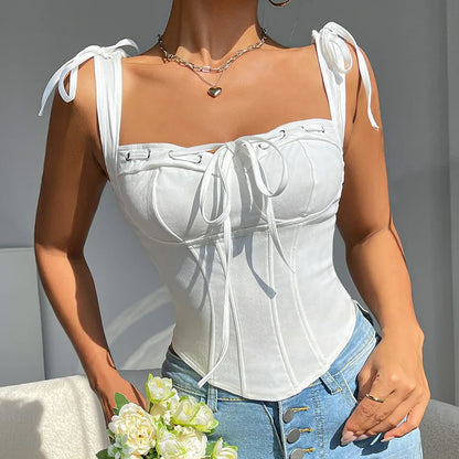 🍒Bustier korset top Y2K oulike vierkantnek uitgaantop croptop vir vroue se nuwerwetse somerkledingstuk modehempie Verslankende vormgewende hempie Moenie in TRANNE wees oor 'n slegte vorm BORS nie, kry hierdie