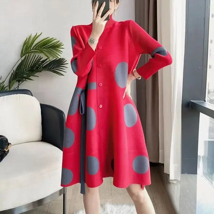 🍒Coat dress for wedding stylish long jacket single-breasted spring autumn spotty outfit chic designer outerwear ladies coat designer outerwear for women