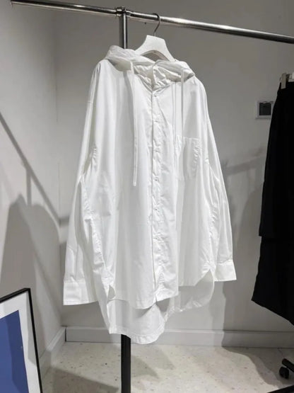 🍒Fashion tops oversized hooded blouse white long sleeve clothes for women shirt jacket casual wear fashion basic light weight jacket