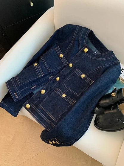 🍒Blue denim jackets women fall classic styles short coat chic outerwear female Mujer Loose smart casual clothes