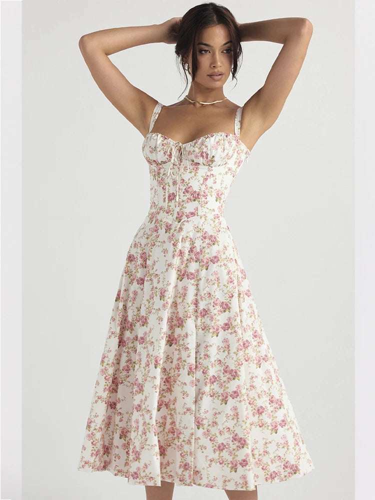 🍒Blompatroon somerrok balkonet elegante soliede moulose onderrok vir vroue, pasgemaakte middel met uitlopende romp a-lyn uitrusting. Geniet Die Bloem Balkon-nett