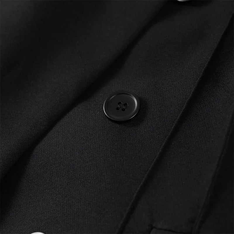🍒Casual black blazer and pants set long sleeve jacket with fitted waist and long kick flare solid straight pant set women spring autumn suits  ‘Well fit