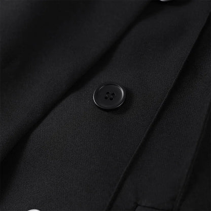 🍒Casual black blazer and pants set long sleeve jacket with fitted waist and long kick flare solid straight pant set women spring autumn suits  ‘Well fit