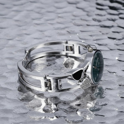 🍒Womens heart watch Design quartz fashion bangle silver classic crystal Stainless Steel colour face wristwatch smart casual jewellery   Watch This Bang For Your Buck
