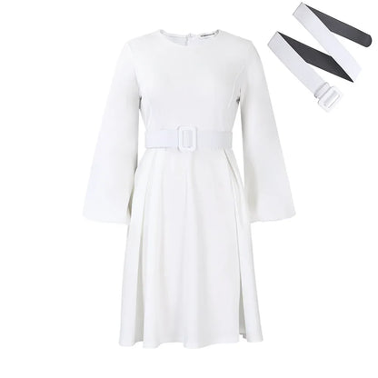 🍒Slim-fit a-lyn-rok in effekleur vroue langmou werksrok met gordel elegante uitrustings kleurvolle slim gemaklike klere Pick A Fruit