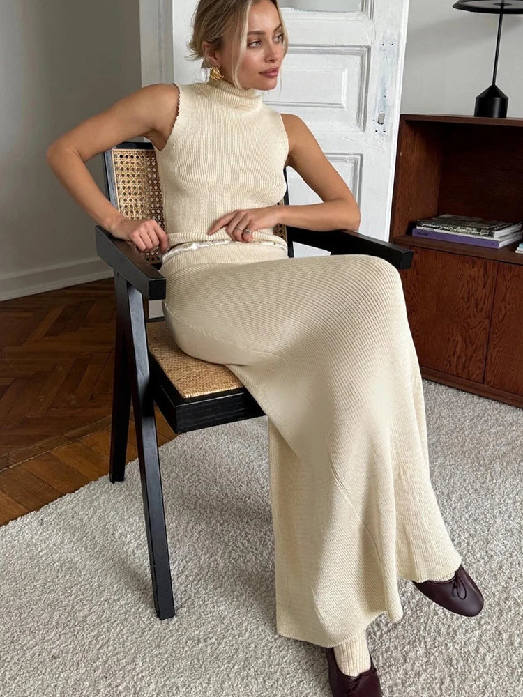 🍒Knitted summer suit crop top and skirt set for women elegant stylish straight skirt and top  Yellow maxi fashion smart casual clothes two-piece ocassion wear This Yellow Is Bananas