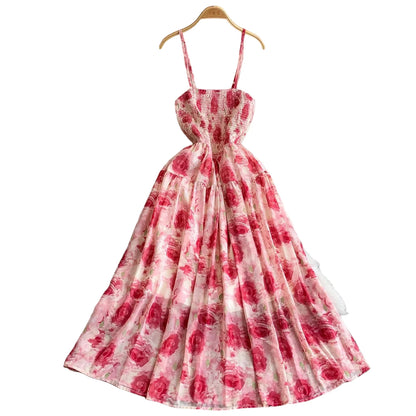 🍒Backless summer dress for women fashion beach wear slip sleeveless spaghetti straps smart casual outfit Flouncey Floral Fun
