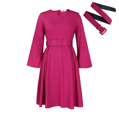 🍒Slim-fit a-lyn-rok in effekleur vroue langmou werksrok met gordel elegante uitrustings kleurvolle slim gemaklike klere Pick A Fruit