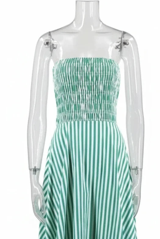 🍒Gestreepte tube-rok a-lyn mode-maxi-uitrustings vir vroue nuwerwetse vakansiedrag stranddrag gestreepte somerklere