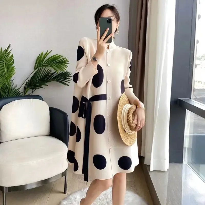 🍒Coat dress for wedding stylish long jacket single-breasted spring autumn spotty outfit chic designer outerwear ladies coat designer outerwear for women