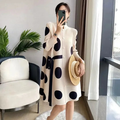 🍒Coat dress for wedding stylish long jacket single-breasted spring autumn spotty outfit chic designer outerwear ladies coat designer outerwear for women