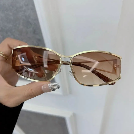 🍒 方框设计师太阳镜，男女通用金属镜框，炫酷眼镜，女性设计师时尚眼镜，潮酷设计