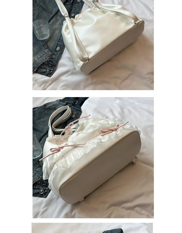 🍒大容量蝴蝶结单肩包百搭甜美女生时尚手提包女芭蕾风斜挎包蝴蝶结休闲配饰