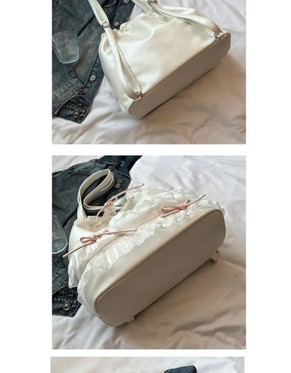 🍒大容量蝴蝶结单肩包百搭甜美女生时尚手提包女芭蕾风斜挎包蝴蝶结休闲配饰