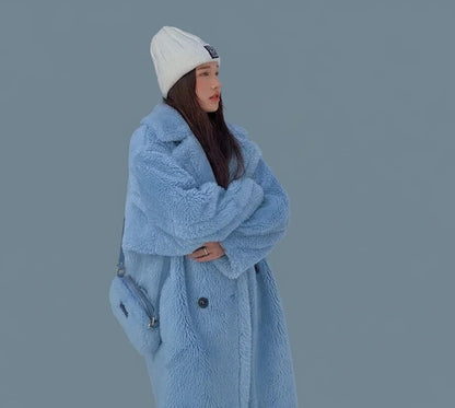 🍒Women winter faux fur coat winter long women female thick teddy bear outerwear Casual loose oversize outdoor wear Bear Winter With A Teddy