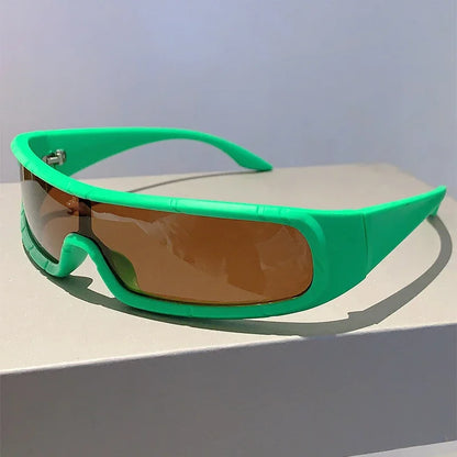 🍒Monoblock sunglasses men stylish punk futuristic outdoor shades trendy wrapped ound UV400 protection eyewear trendy sunnies Cool Wraps