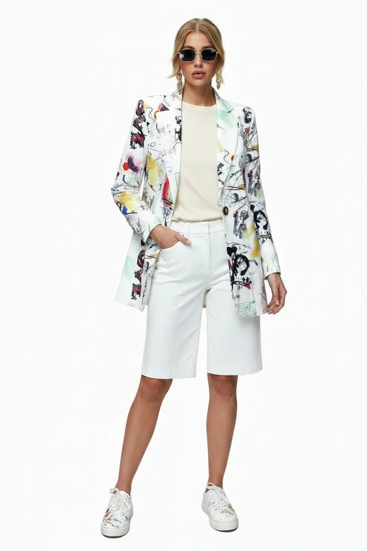 🍒Graffiti-druk baadjie slim gemaklik vrouebaadjie modestraat plusgrootte mode-buiteklere lente elegante jas geleentheid ekspressiewe stylvolle klere 'Skryf Cool…