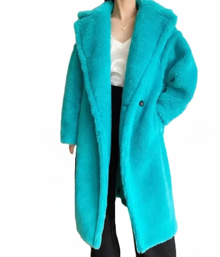 🍒Women winter faux fur coat winter long women female thick teddy bear outerwear Casual loose oversize outdoor wear Bear Winter With A Teddy