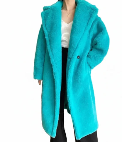 🍒Women winter faux fur coat winter long women female thick teddy bear outerwear Casual loose oversize outdoor wear Bear Winter With A Teddy