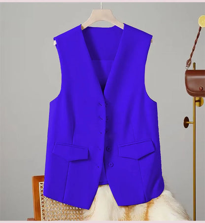 🍒Women suit vest elegant v-neck business casual waistcoat sleeveless solid jacket solid single breasted work clothes occasion wear dont WAIST time wanting this COAT