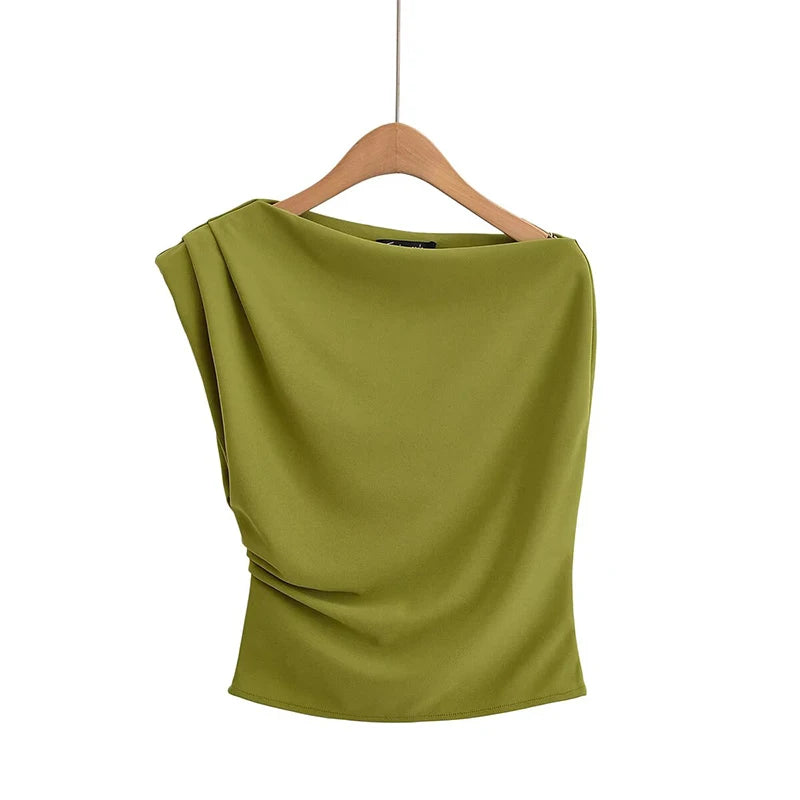 🍒Women's tops t-shirt for summer chic ruched fashion wear holiday wear smart casual sleeveless vest