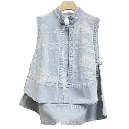 🍒Denim Vests womens spring sleeveless jacket for autumn fashion denim waistcoat outer wear all-match cool daily chic loose casual vintage style clothes versatile Y2k clothing  Dash-on Denim Daily