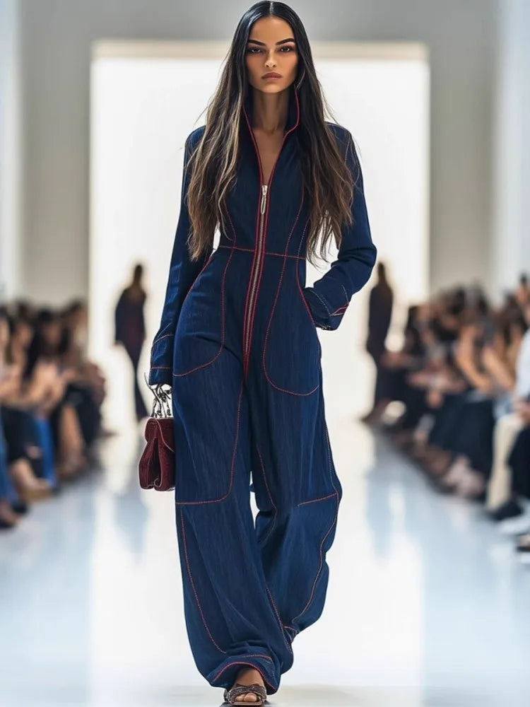 🍒womens solid colur jumpsuit denim romper jeans for women autumn winter fashion long sleeve loose outerwear garment overalls wide leg ladies pants trousers jeans wear
