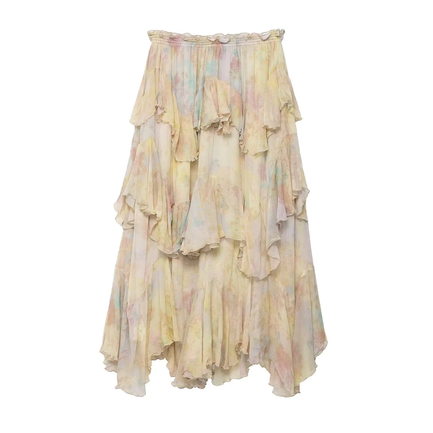 🍒Printed tiered skirt elasticated waist summer wear for women midi fashion long  mid-rise prairie chic smart casual clothing party occasion wear Playful Pretty Pastels