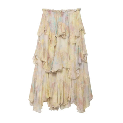 🍒Printed tiered skirt elasticated waist summer wear for women midi fashion long  mid-rise prairie chic smart casual clothing party occasion wear Playful Pretty Pastels
