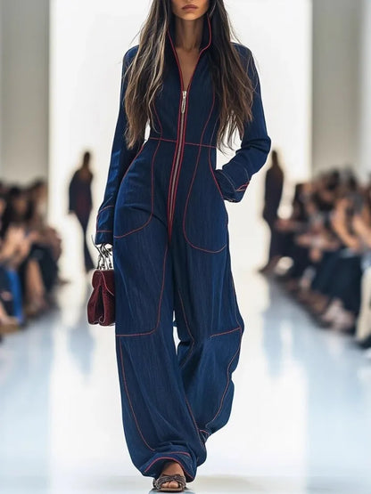 🍒womens solid colur jumpsuit denim romper jeans for women autumn winter fashion long sleeve loose outerwear garment overalls wide leg ladies pants trousers jeans wear