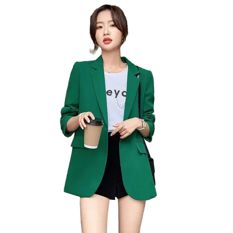 🍒Vroue se skraal baadjie lente herfs langmou sjiek kantoorkleding gekerfde lapel effekleurige pakbaadjie vroulike deftige gemaklike klere Knoop op in styl