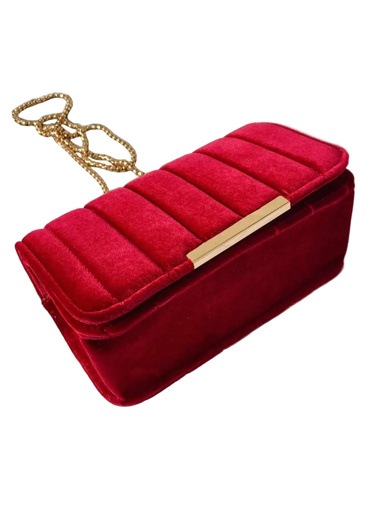 🍒Fluweel vierkantige sak rooi skouer crossbody-sak mode-afspraakgeskenk Sak met kettingband vir vroue aandkoppelaar vir geleenthede ROOI- rig jou MODE