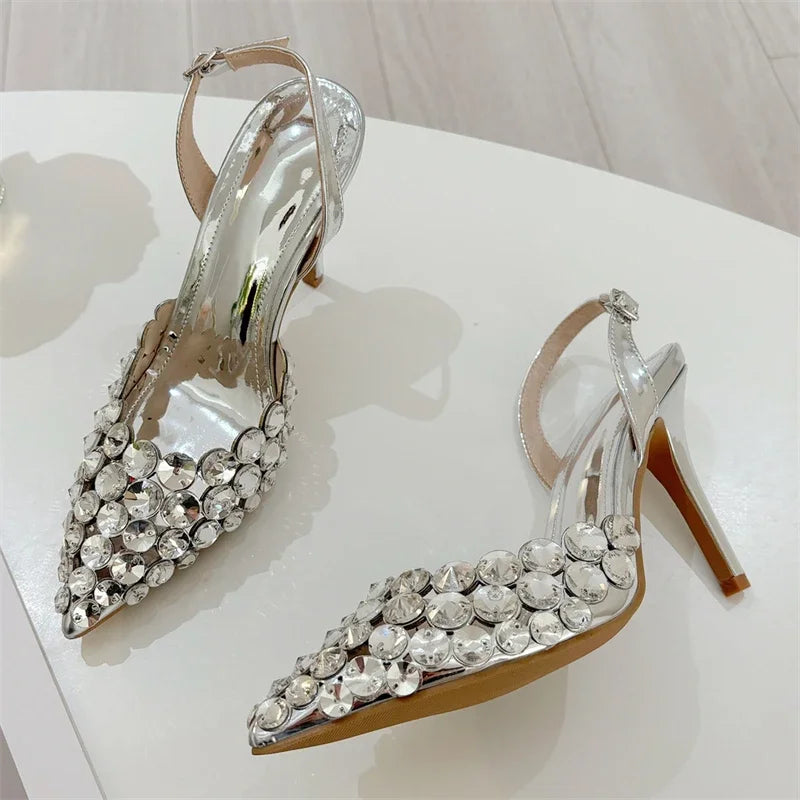 🍒 Puntige toon kristalhakke geleentheidsskoene vir vroue pvc deursigtige prom pompskoene vir troupartytjie geleentheid Elegante vroulike partytjieskoene Wys na Glamour
