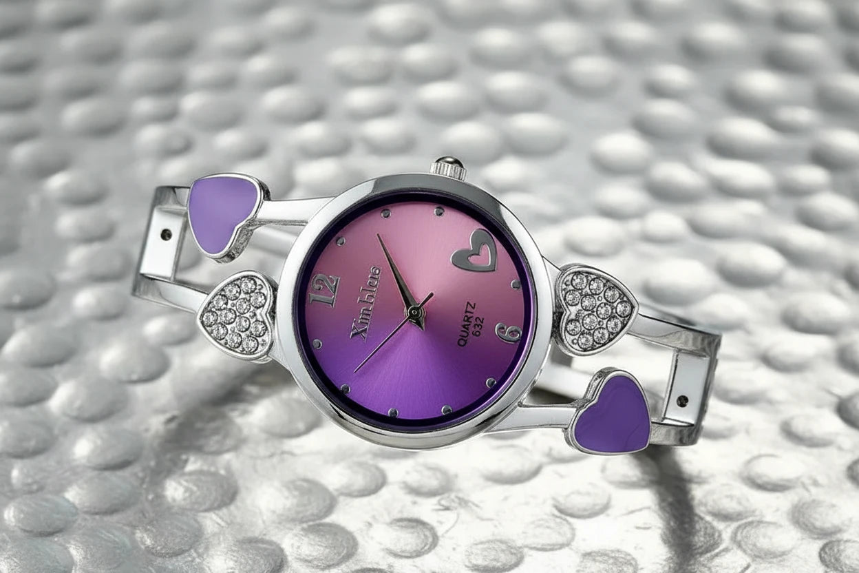 🍒Womens heart watch Design quartz fashion bangle silver classic crystal Stainless Steel colour face wristwatch smart casual jewellery   Watch This Bang For Your Buck