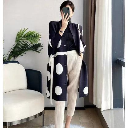 🍒Coat dress for wedding stylish long jacket single-breasted spring autumn spotty outfit chic designer outerwear ladies coat designer outerwear for women