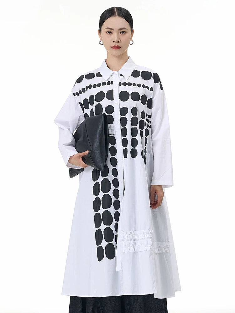 🍒Kolletjiehemp swart en wit elegante plusgrootte midi-rok lente herfs mode langmou mode slim gemaklike drag vir vroue Spot On Shirt