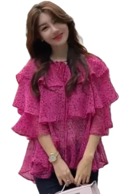 🍒Chiffon blouses for women fashion clothes oversized tops for summer blouse shirt smart casual going out tops Float Around Town  In your Flouncy