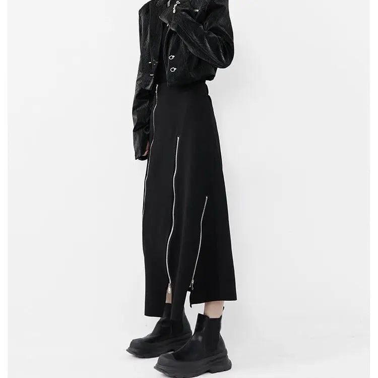 🍒Black a-line skirt high waist split mid-length fashion Irregular clothing party occasion wear smart casual clothes for women fashion wear Even Up Your Wardrobe With Unevens