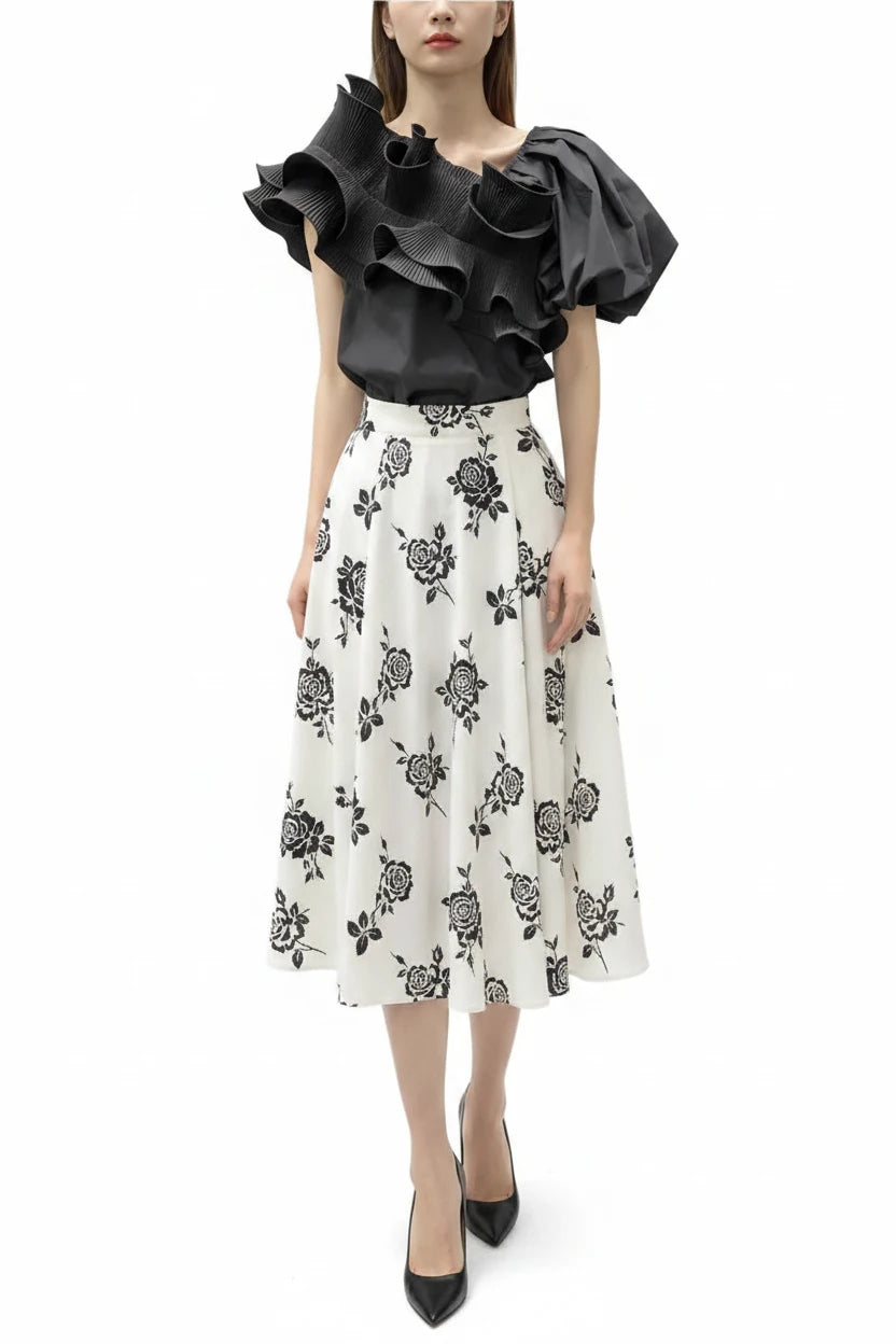 🍒Irregular ruffles blouse puff short sleeve shirt  summer party tops  for women occasion wear evening wear No Need To Ruffle Your Feathers Ruffles