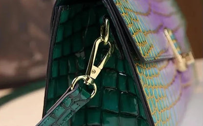🍒Luxury designer handbags for women crocodile print bag brand high quality crocodile crossbody purse cowhide tote bag women's occasion fashion accessory  Snap Up Your Cool Crinkly Croco