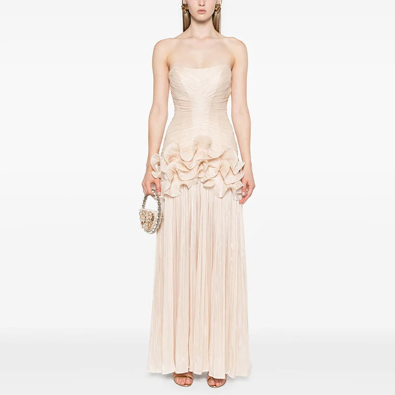 🍒Geleentheid-aandrok elegante rokke promdrag vir tieners vroue se skouerlose maxi-rok a-lyn luukse 3D blomkorset sjiek mode Kies Hierdie Wit Roos