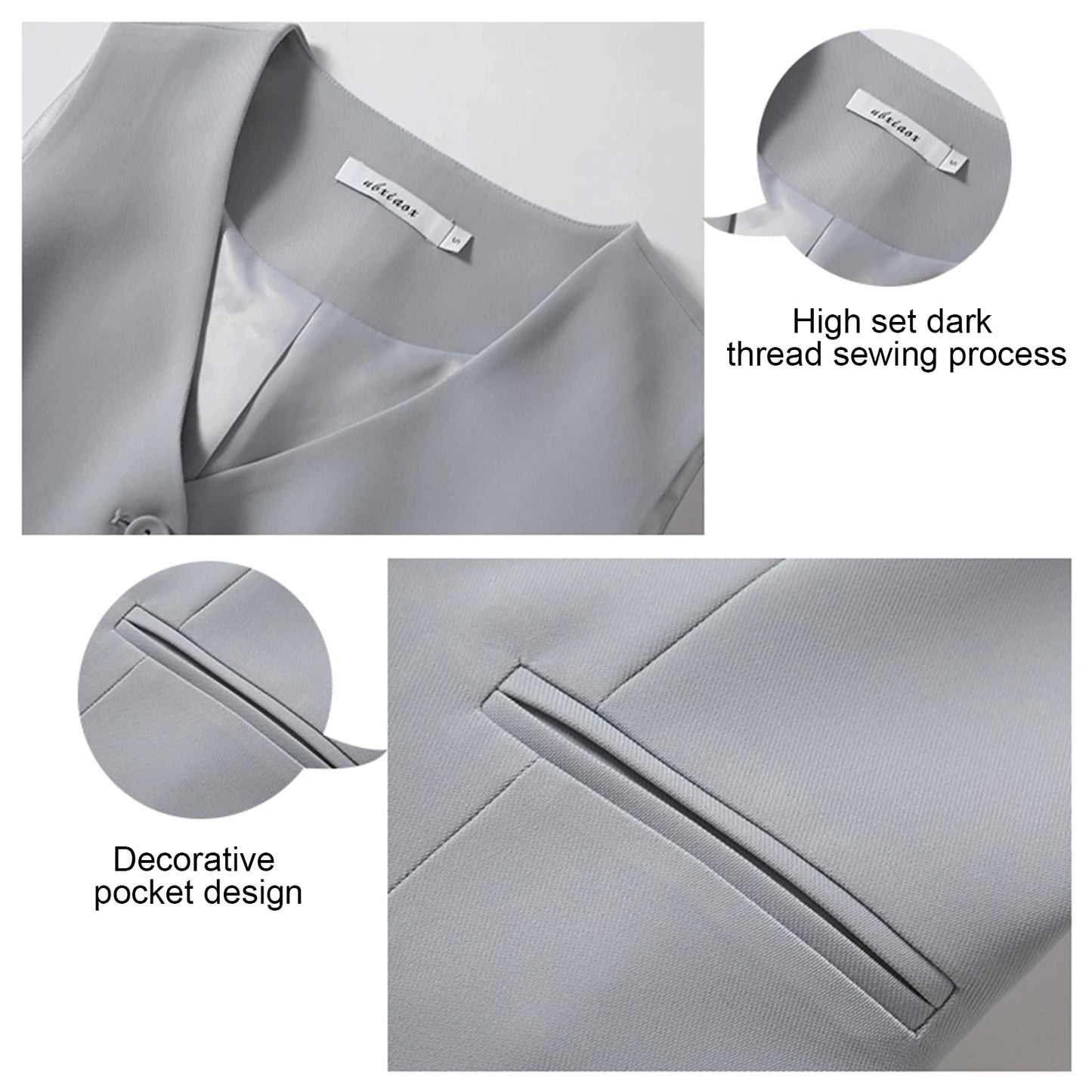 🍒Suit vest for women v-neck  business vest jacket sleeveless waistcoat with pocket front for office commute style buttons sleeveless outerwears  Cute Covers