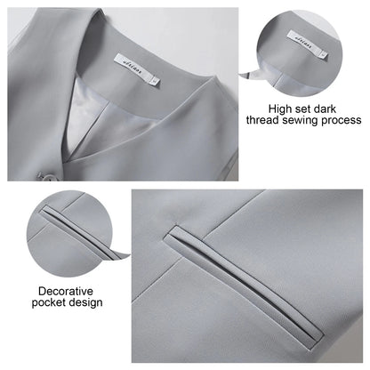 🍒Suit vest for women v-neck  business vest jacket sleeveless waistcoat with pocket front for office commute style buttons sleeveless outerwears  Cute Covers