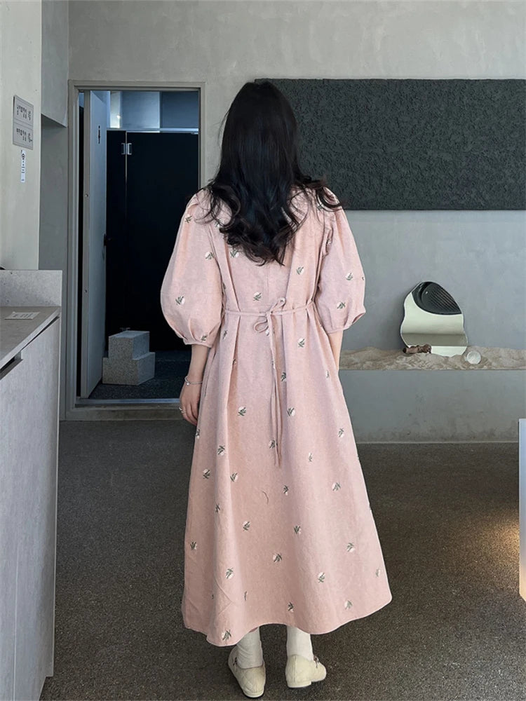 🍒Long vintage sunmmer dress sundress long for Women maxi outfit casual clothing floral fashion wear Fully Floral
